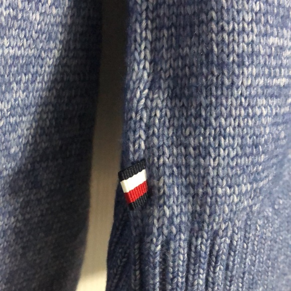 Tommy Hilfiger Classic Woven Knit Fair Isle Sweater in Blue and Metallic Gold - Picture 12 of 12